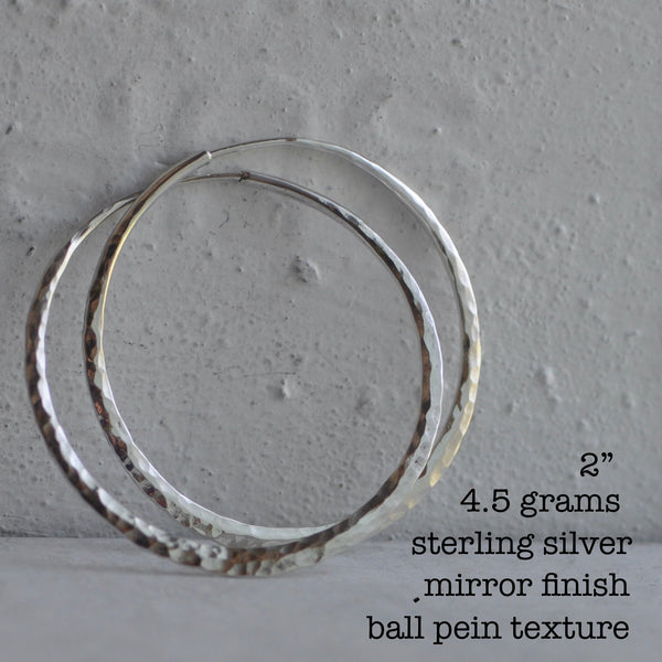 hammered hoop earring sterling silver