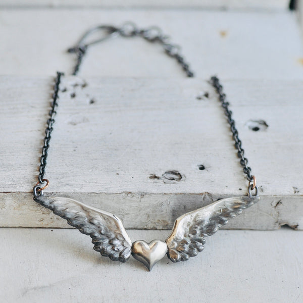 Winged Heart Necklace sterling silver