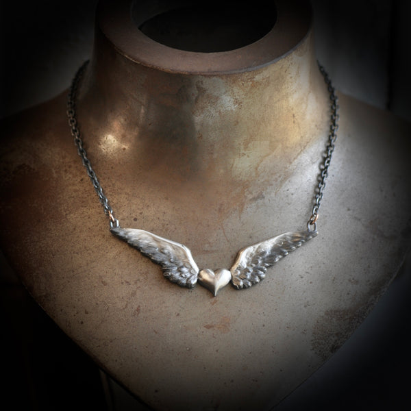 Winged Heart Necklace sterling silver
