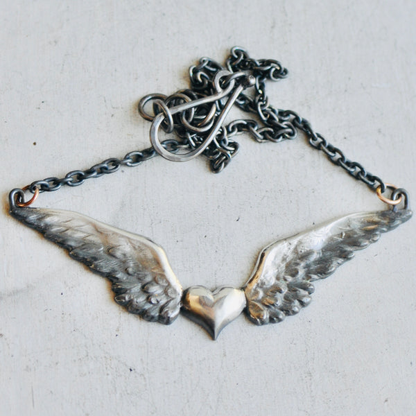 Winged Heart Necklace sterling silver