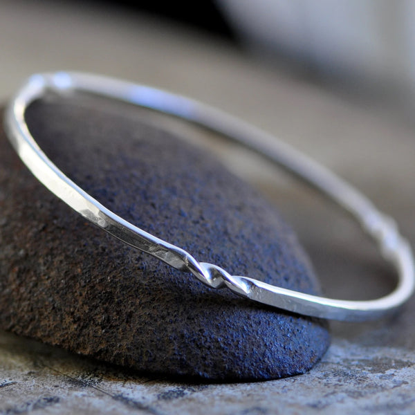 twisted bangle in sterling silver or 14k gold