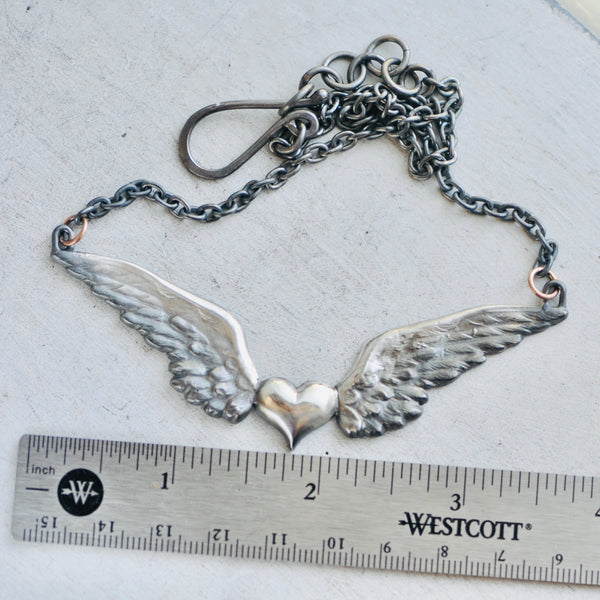 Winged Heart Necklace sterling silver