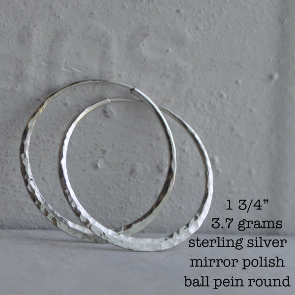 hammered hoop earring sterling silver
