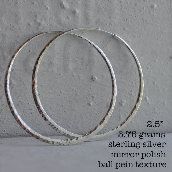 hammered hoop earring sterling silver