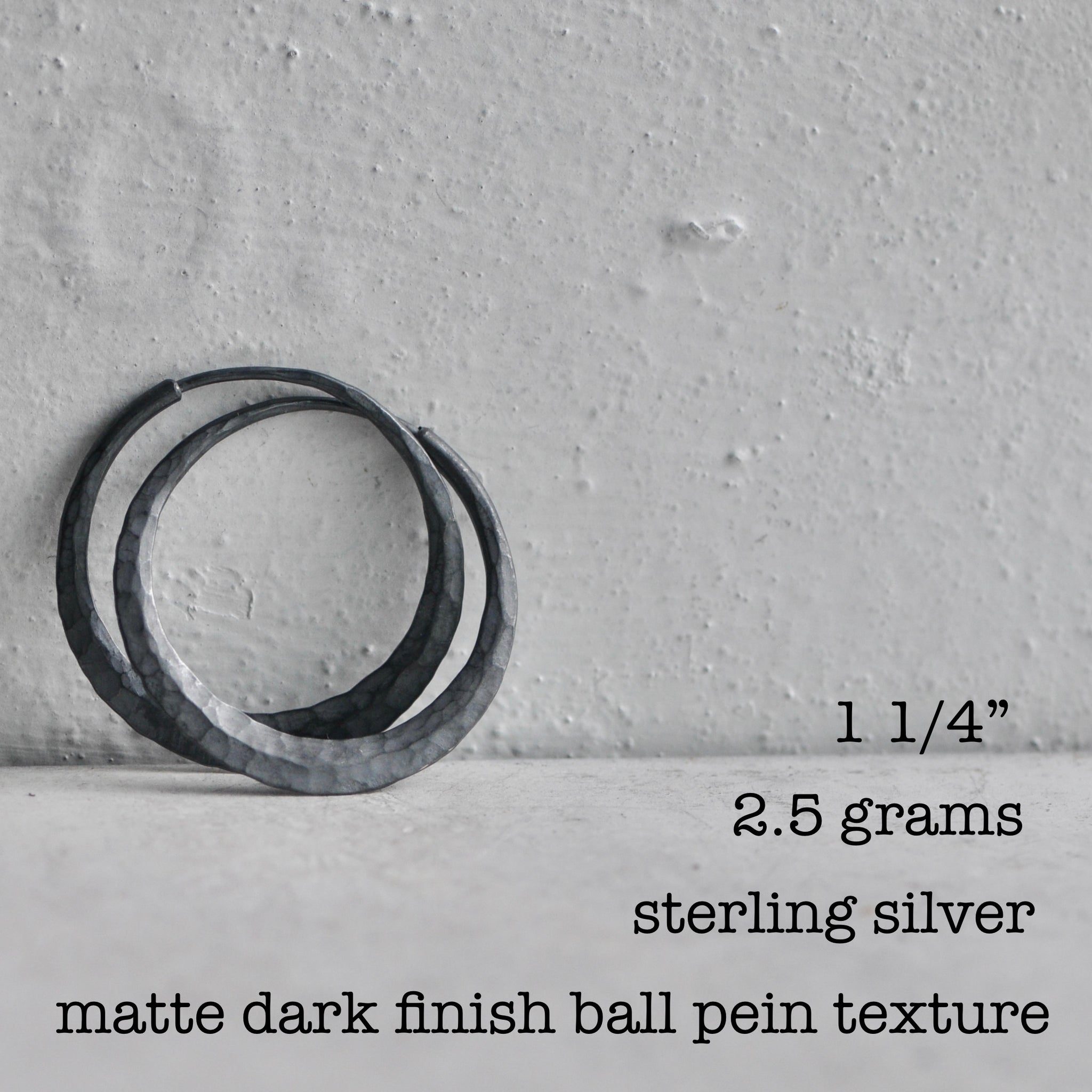 dark silver hoop with ball pein texture endless style