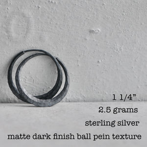 dark silver hoop with ball pein texture endless style