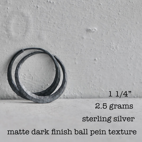 dark silver hoop with ball pein texture endless style
