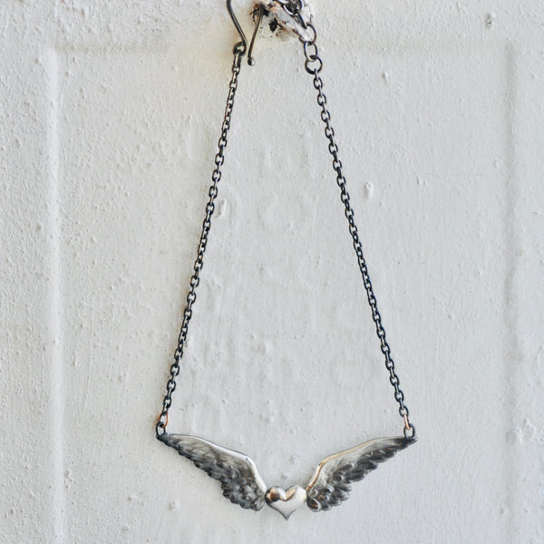 Winged Heart Necklace sterling silver
