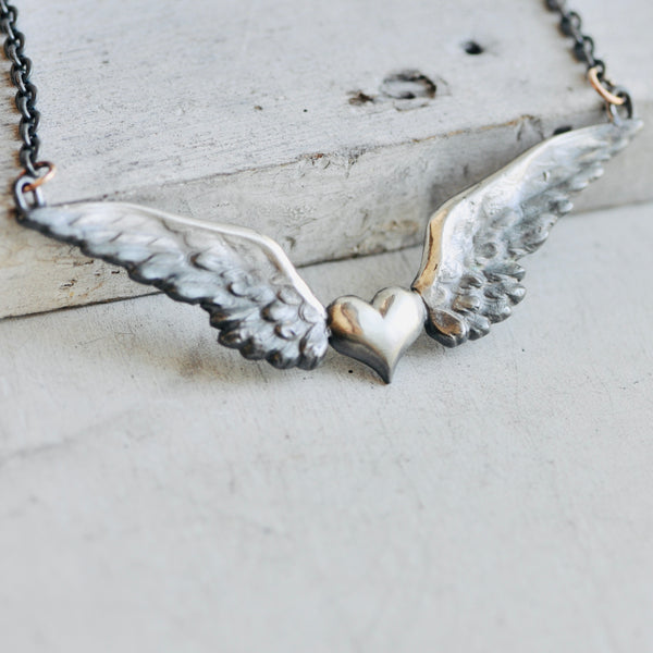 Winged Heart Necklace sterling silver