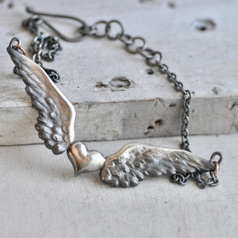 Winged Heart Necklace sterling silver