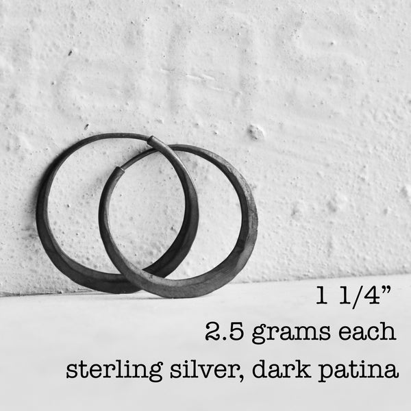 hoop earrings in dark sterling silver