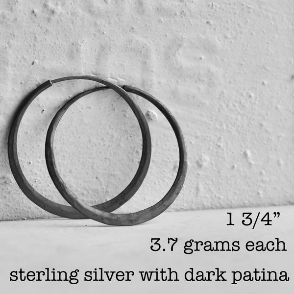 hoop earrings in dark sterling silver