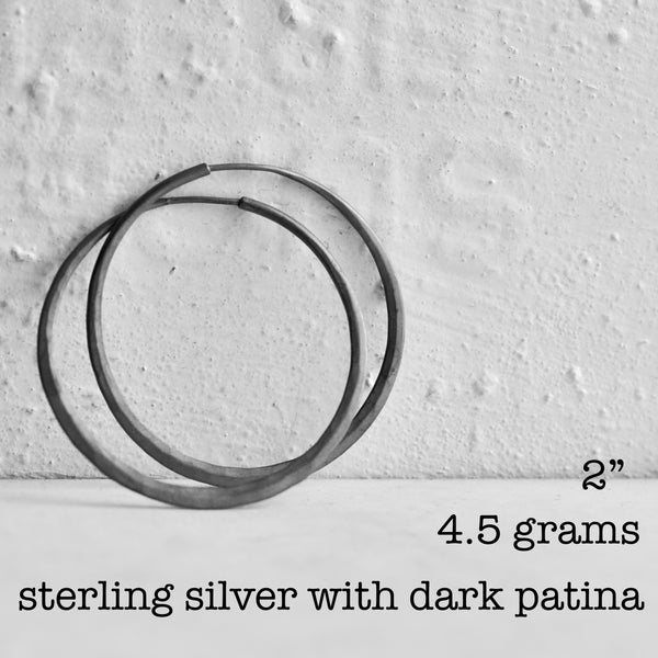 hoop earrings in dark sterling silver
