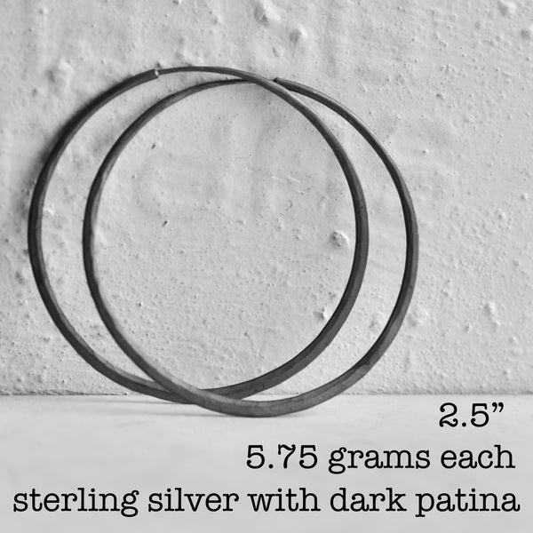 hoop earrings in dark sterling silver