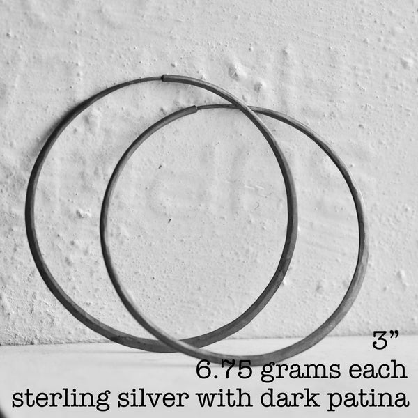 hoop earrings in dark sterling silver