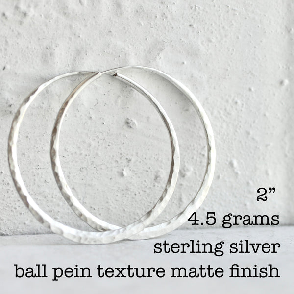 endless hoop earring with ball pein texture and matte finish