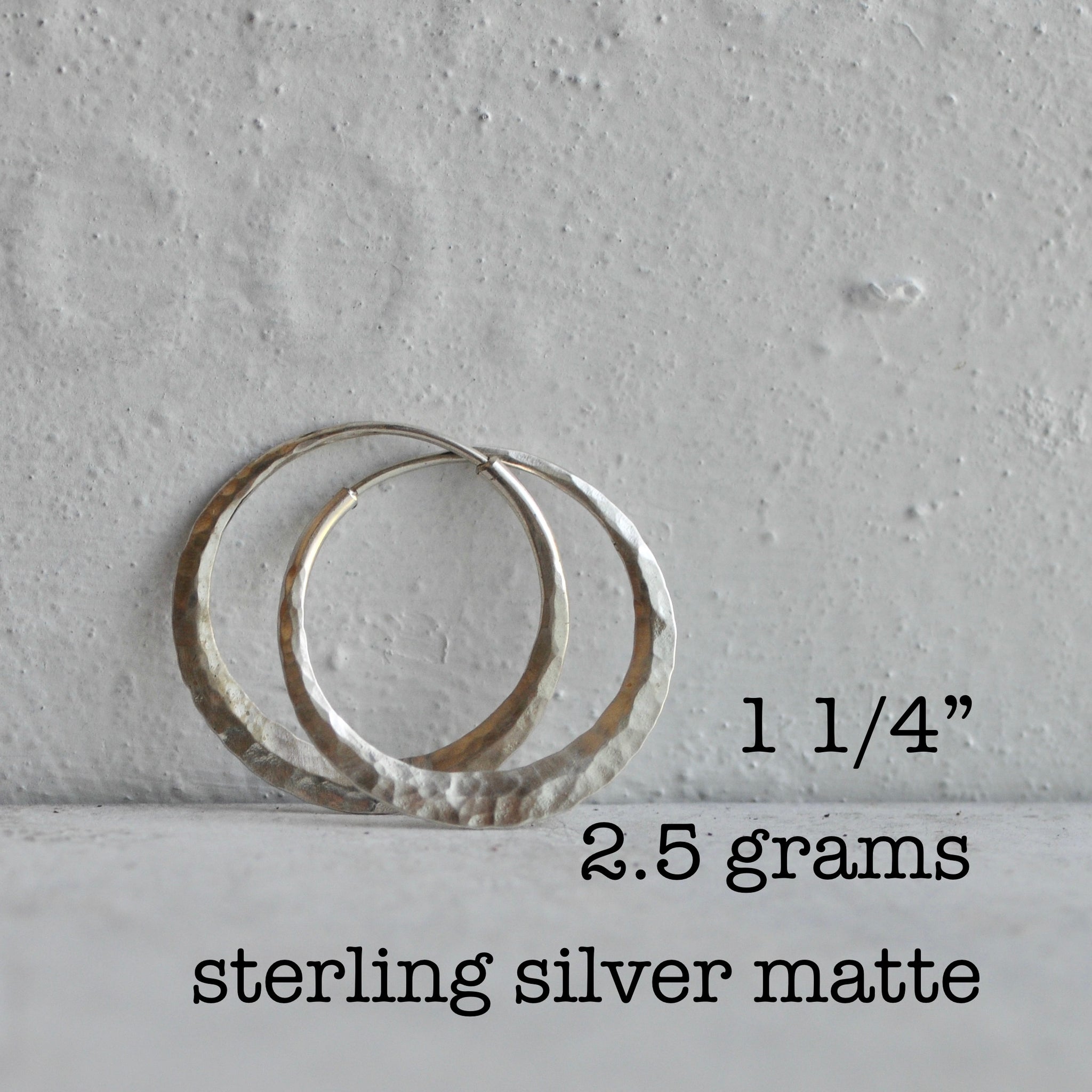 endless hoop earring with ball pein texture and matte finish