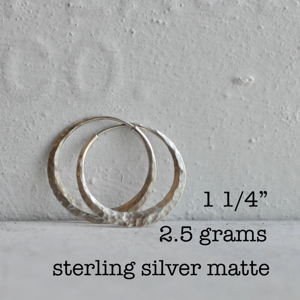 endless hoop earring with ball pein texture and matte finish
