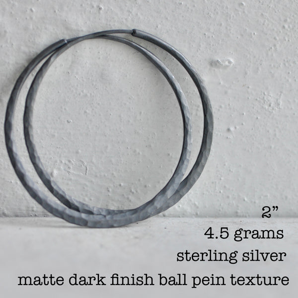 dark silver hoop with ball pein texture endless style