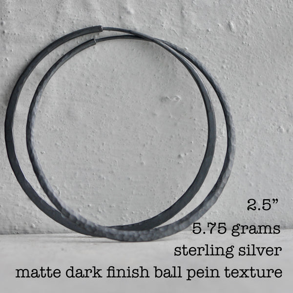 dark silver hoop with ball pein texture endless style