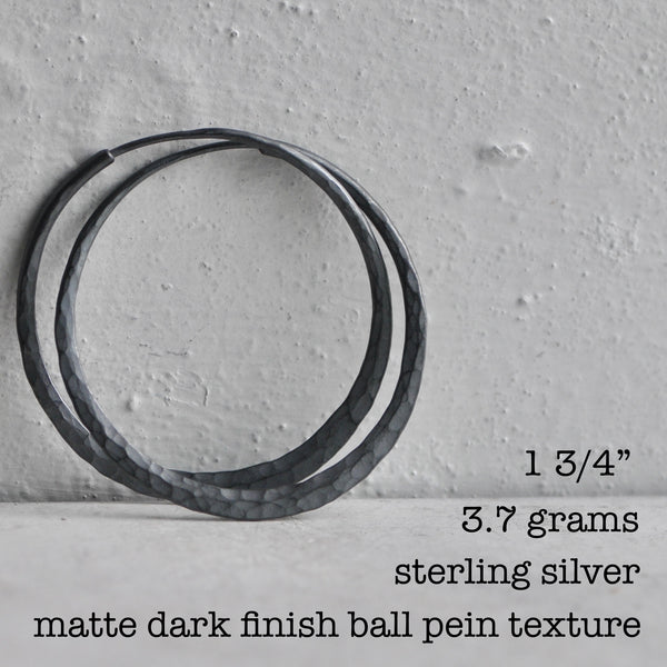 dark silver hoop with ball pein texture endless style