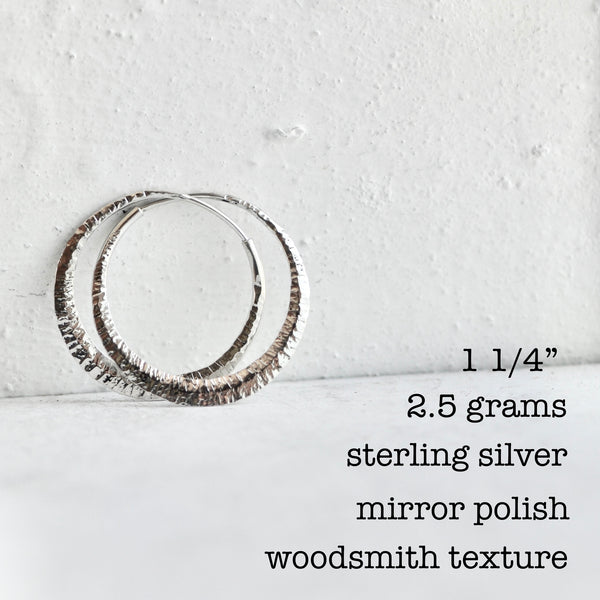 endless hoop earring with woodsmith texture