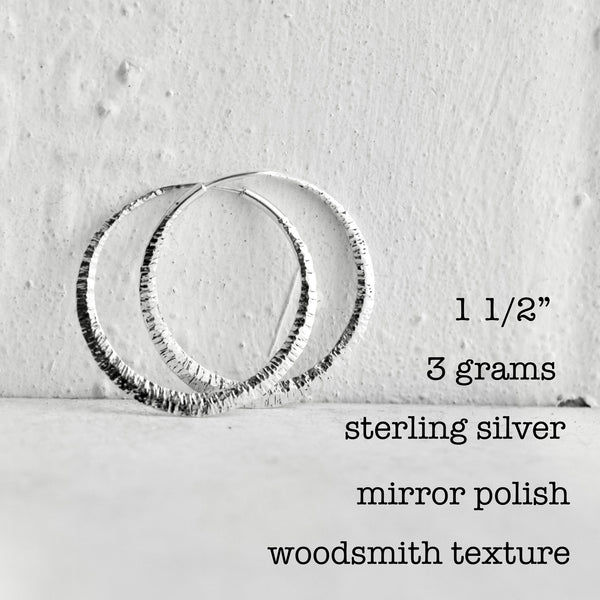 endless hoop earring with woodsmith texture