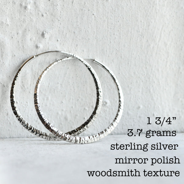 endless hoop earring with woodsmith texture