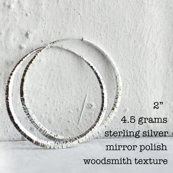 endless hoop earring with woodsmith texture