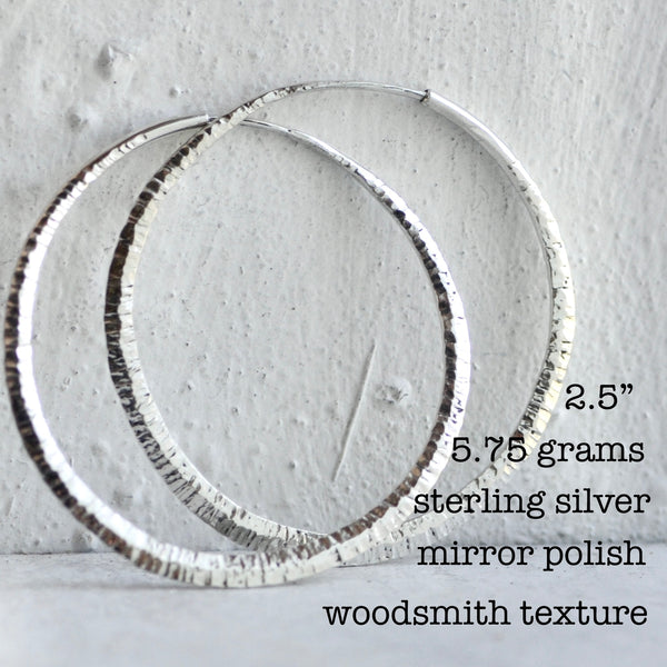 endless hoop earring with woodsmith texture
