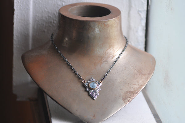 aquamarine necklace with diamonds