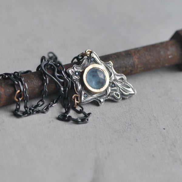 aquamarine necklace with diamonds