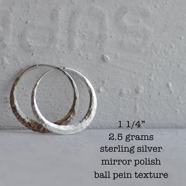 hammered hoop earring sterling silver