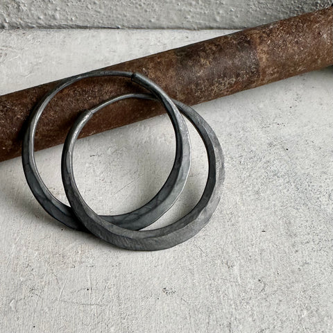 hoop earrings in dark sterling silver