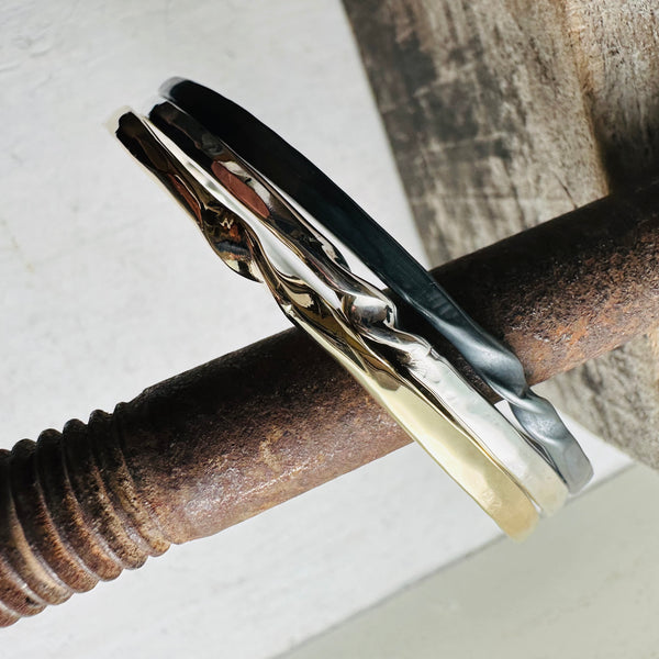 twisted bangle in sterling silver or 14k gold