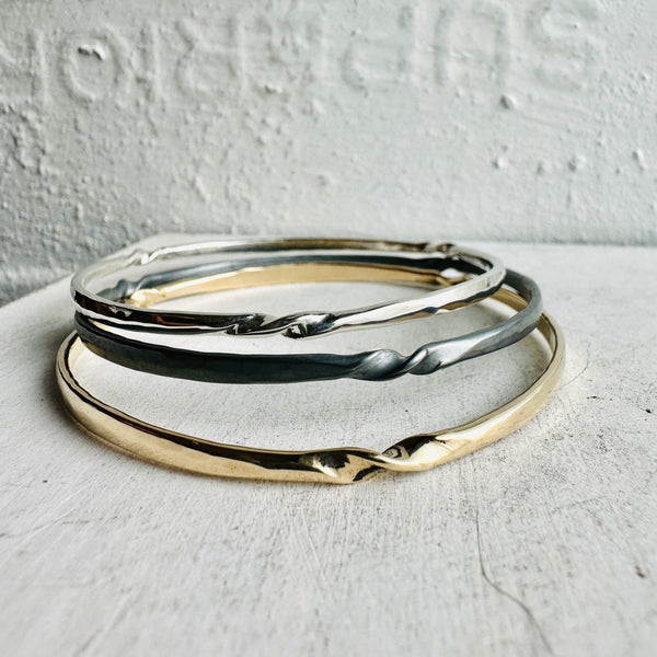 twisted bangle in sterling silver or 14k gold